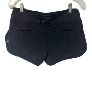 Lululemon Speed Up Shorts Black Micro Running Zip Pocket Drawstring 6